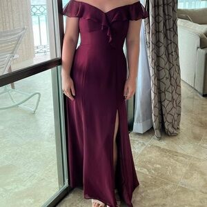 Azazie Strapless Burgundy Dress